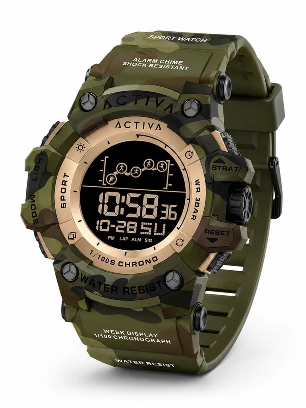 NWT Activa Summit X by Invicta Digital Sport Watch Army Green Camo ACW8082-021